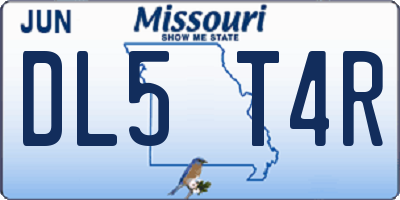 MO license plate DL5T4R