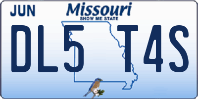 MO license plate DL5T4S