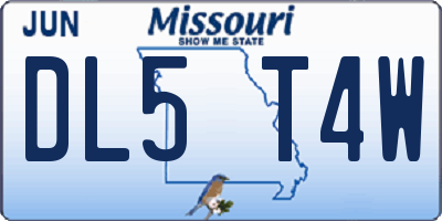 MO license plate DL5T4W