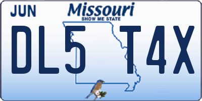 MO license plate DL5T4X