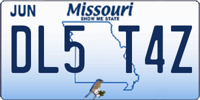MO license plate DL5T4Z