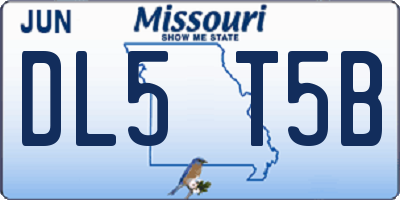 MO license plate DL5T5B