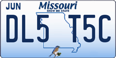 MO license plate DL5T5C