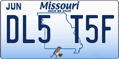 MO license plate DL5T5F