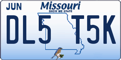 MO license plate DL5T5K