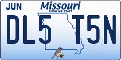 MO license plate DL5T5N