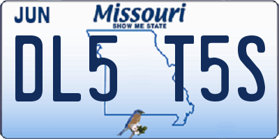 MO license plate DL5T5S