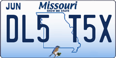 MO license plate DL5T5X