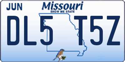 MO license plate DL5T5Z