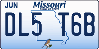 MO license plate DL5T6B