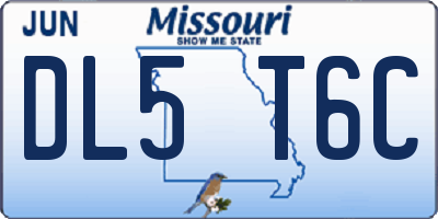 MO license plate DL5T6C