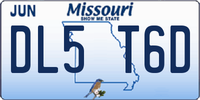 MO license plate DL5T6D