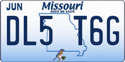 MO license plate DL5T6G