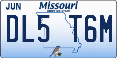 MO license plate DL5T6M