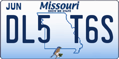 MO license plate DL5T6S