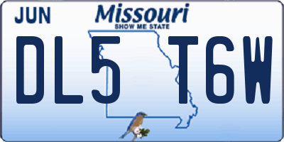MO license plate DL5T6W