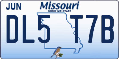 MO license plate DL5T7B