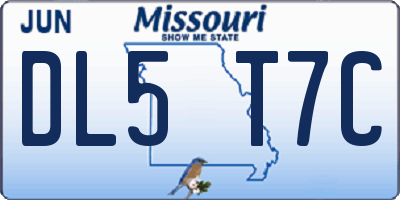 MO license plate DL5T7C