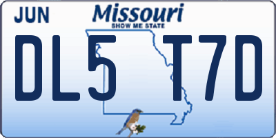 MO license plate DL5T7D