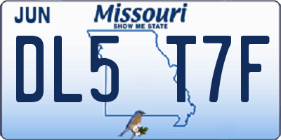 MO license plate DL5T7F