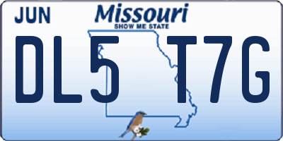 MO license plate DL5T7G