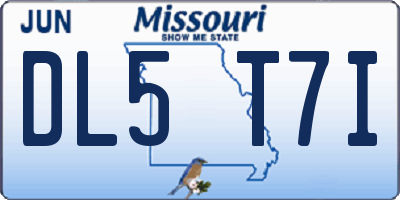 MO license plate DL5T7I