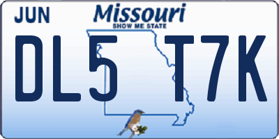 MO license plate DL5T7K