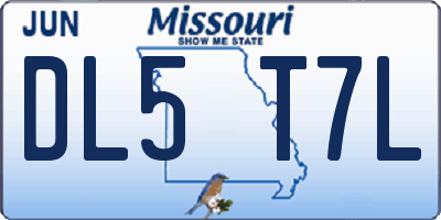 MO license plate DL5T7L