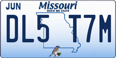 MO license plate DL5T7M