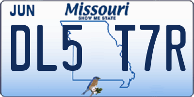 MO license plate DL5T7R
