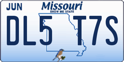 MO license plate DL5T7S
