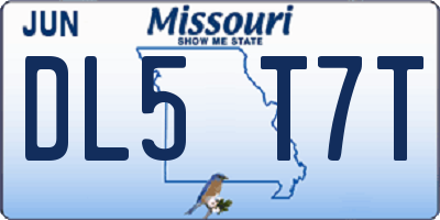 MO license plate DL5T7T