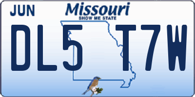MO license plate DL5T7W