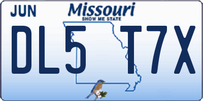 MO license plate DL5T7X