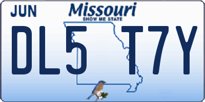 MO license plate DL5T7Y