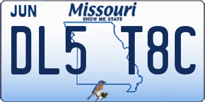 MO license plate DL5T8C