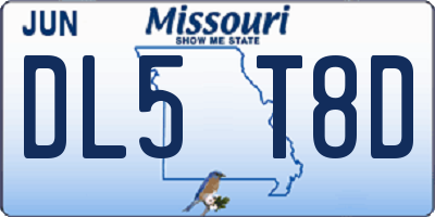 MO license plate DL5T8D