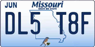 MO license plate DL5T8F
