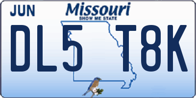 MO license plate DL5T8K