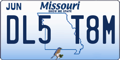 MO license plate DL5T8M