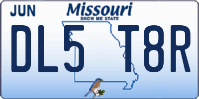 MO license plate DL5T8R