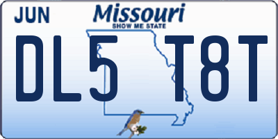 MO license plate DL5T8T