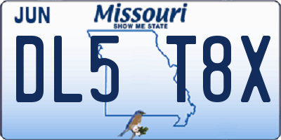MO license plate DL5T8X