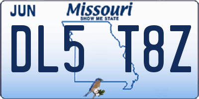 MO license plate DL5T8Z