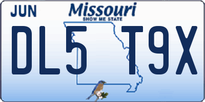 MO license plate DL5T9X