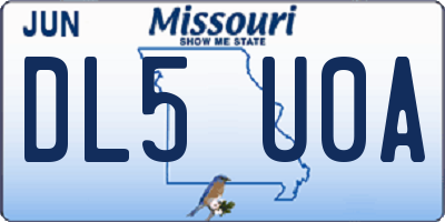 MO license plate DL5U0A