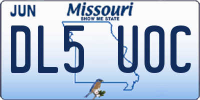 MO license plate DL5U0C