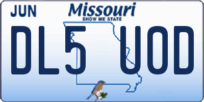 MO license plate DL5U0D