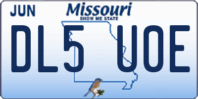 MO license plate DL5U0E