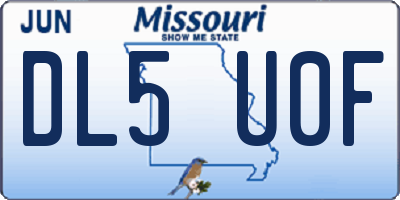 MO license plate DL5U0F